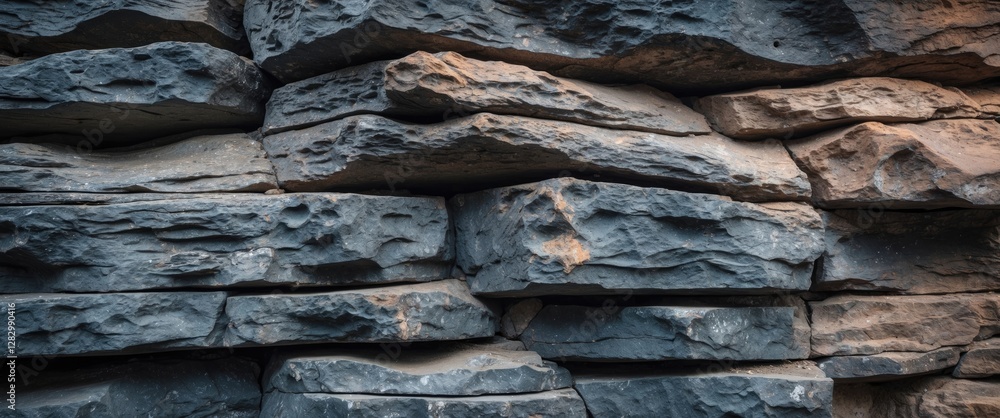 Aufkleber close-up view of layered rock texture showcasing natural minerals and geological features suitable f