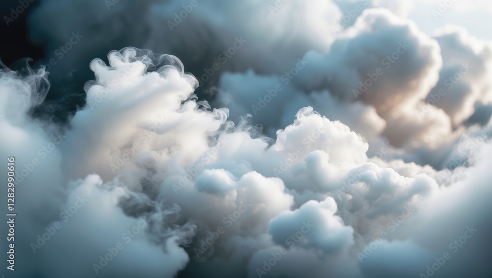 Poster abstract soft white smoke swirling in clouds creating a dreamy atmospheric background for various de