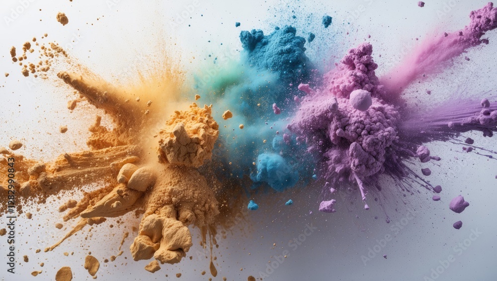 Aufkleber vibrant explosion of colored powder creating an abstract texture on a white background showcasing dy