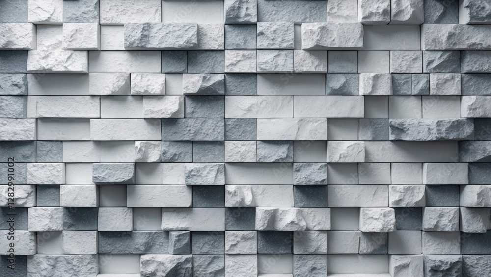 Poster elegant abstract slate stone block wall texture with a seamless white square pattern for modern back