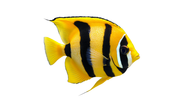 Bright yellow fish swimming gracefully in water
