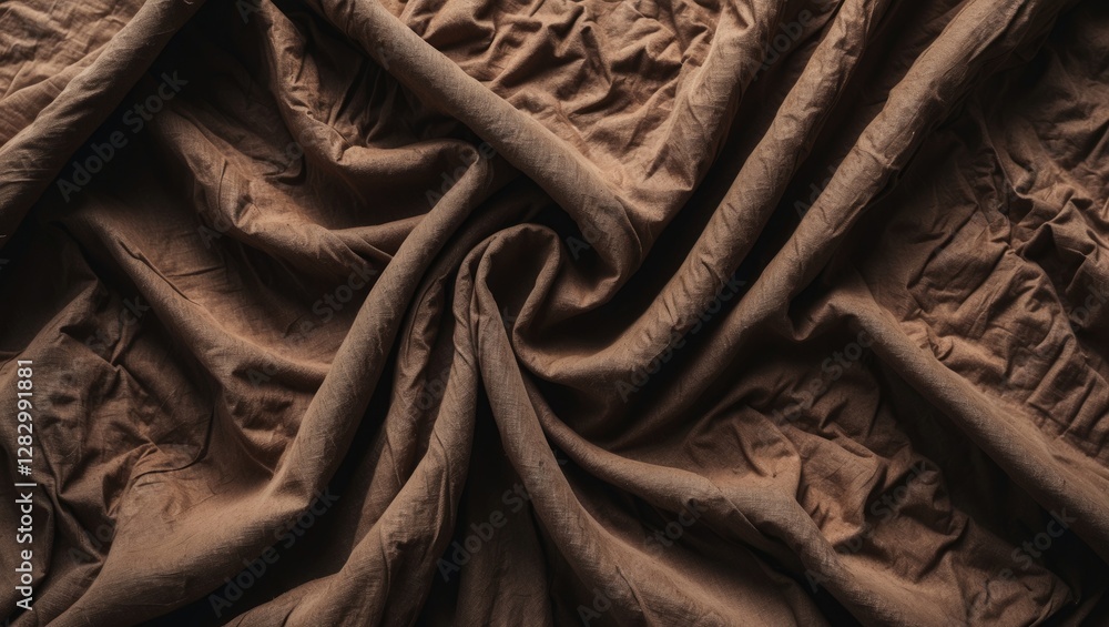 Poster elegant abstract design of crumpled brown fabric showcasing texture patterns with ample copy space f
