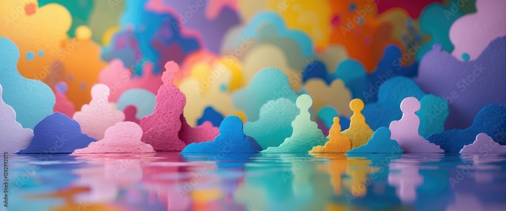 Aufkleber colorful abstract background with fluid shapes and reflections creating a vibrant and dreamy atmosph