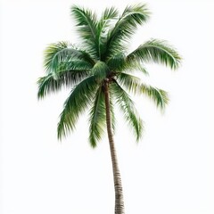 Lush Green Palm Tree Isolated On White Background