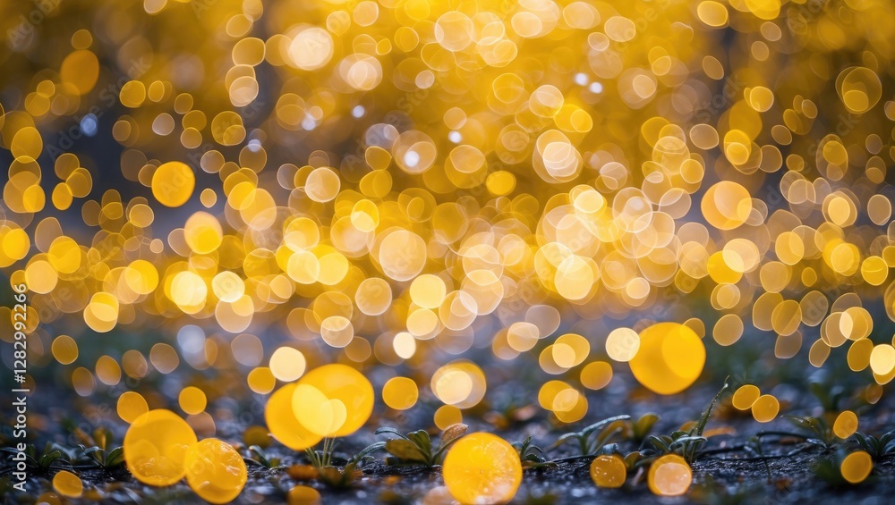 Poster glowing abstract yellow bokeh background design ideal for creative projects and digital compositions