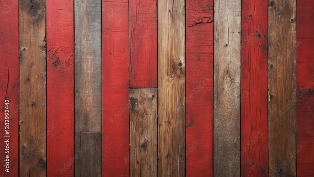 Poster wooden planks background with red and brown tones in a vertical arrangement for design and texture a
