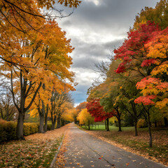 Stunning Autumn Road: Fall Foliage & Colors