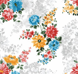 watercolor flower bunch. seamless floral pattern. hand drawn botanical flower arrangements. perfect for wallpaper, fabric, fashion prints, wrapping paper.