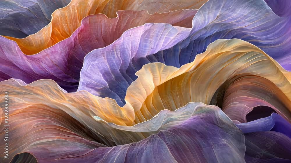 Poster colorful abstract waves create a stunning visual of flowing textures and layers in soft hues from pu
