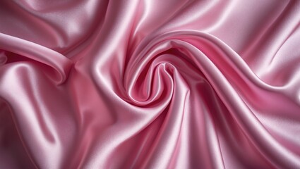 Fototapeta premium Pink satin fabric texture close-up with smooth, glossy surface and intricate folds. Ideal for fashion and textile design.