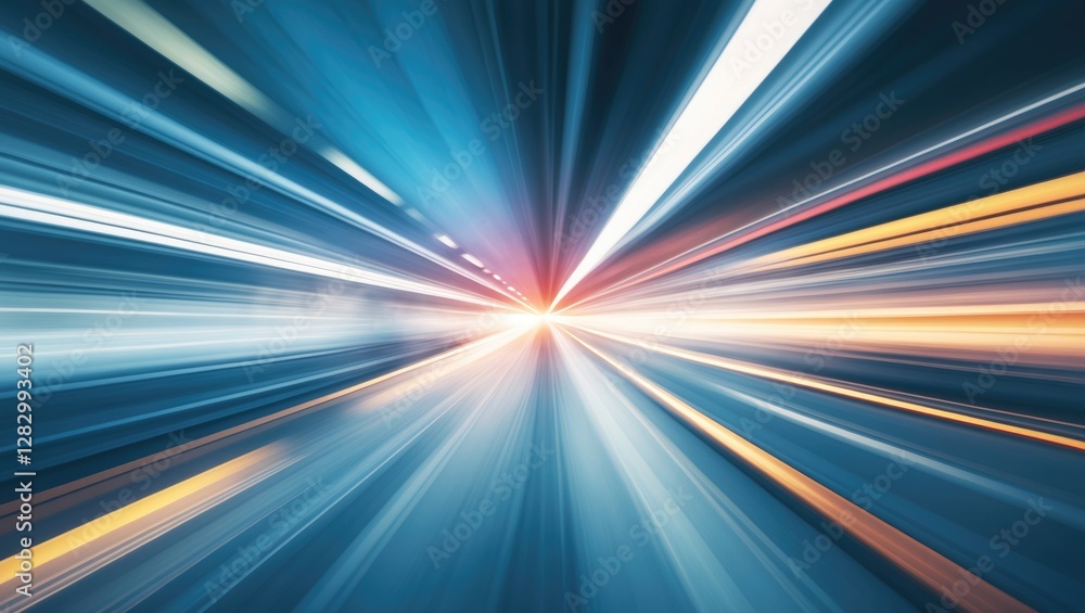 Poster dynamic abstract zoom blur effect creating a sense of speed and movement with vibrant colors and lig