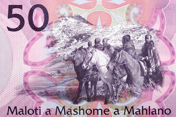 Horsemen from banknotes of Lesotho