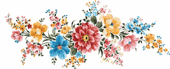 bunch of beautiful watercolor wild flower, rose, peony with tropical leaves. Realistic flower clipart, floral arrangement. hand drawn botanical flower illustration.