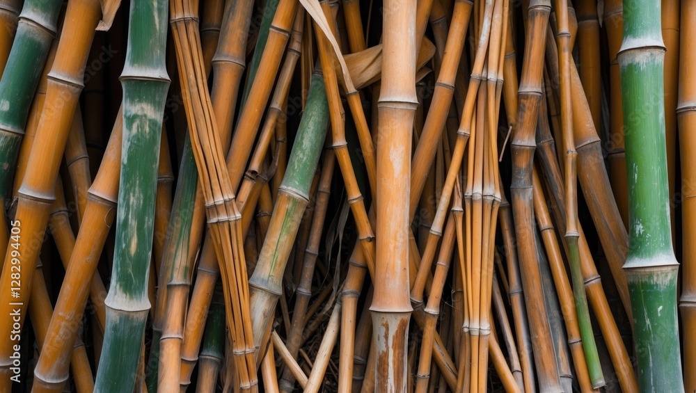 Poster abstract close-up of intertwined dry bamboo stalks creating a textured natural background for design