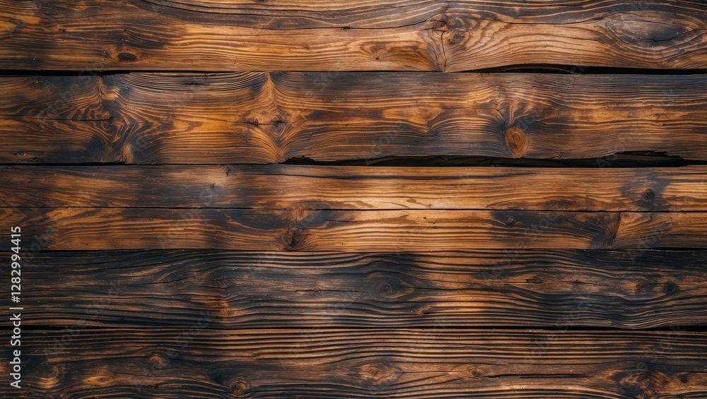 Aufkleber Dark stained wooden planks background with visible grain patterns and texture ideal for rustic or vintage design projects.