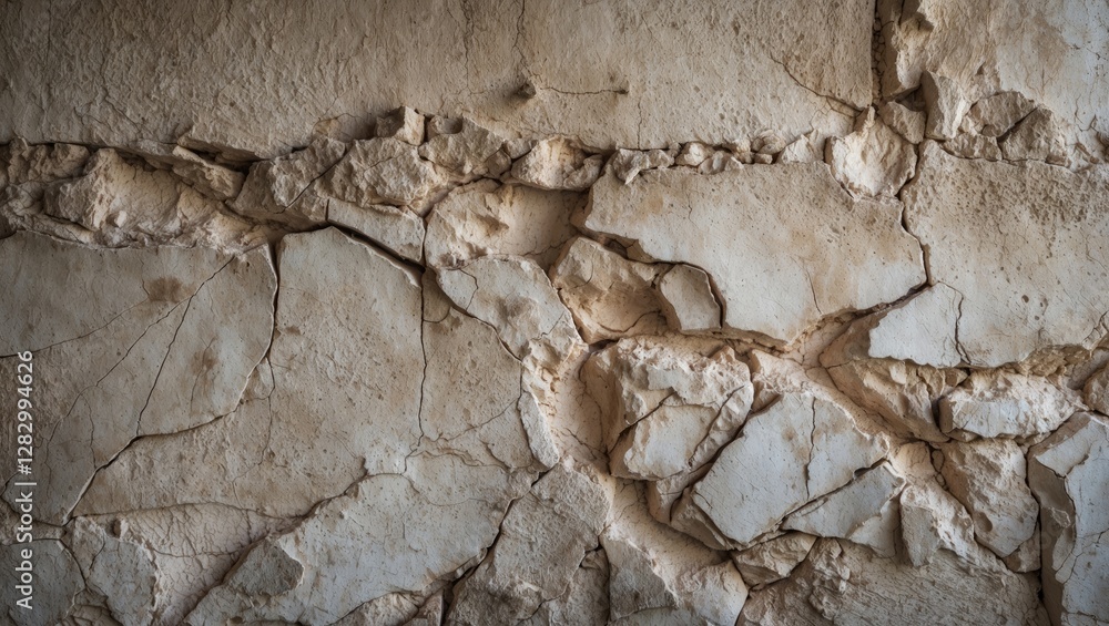 Poster textured weathered stone wall with cracks and rough surface pattern, natural earthy tones and irregu