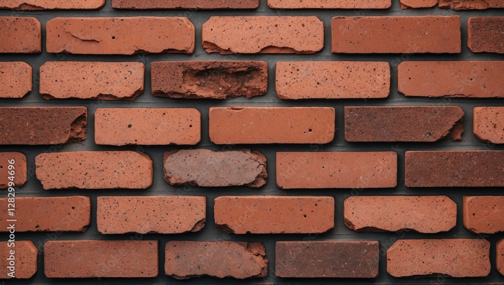 Fototapete red brick wall texture with various sized bricks and uneven surface visible in a horizontal pattern.