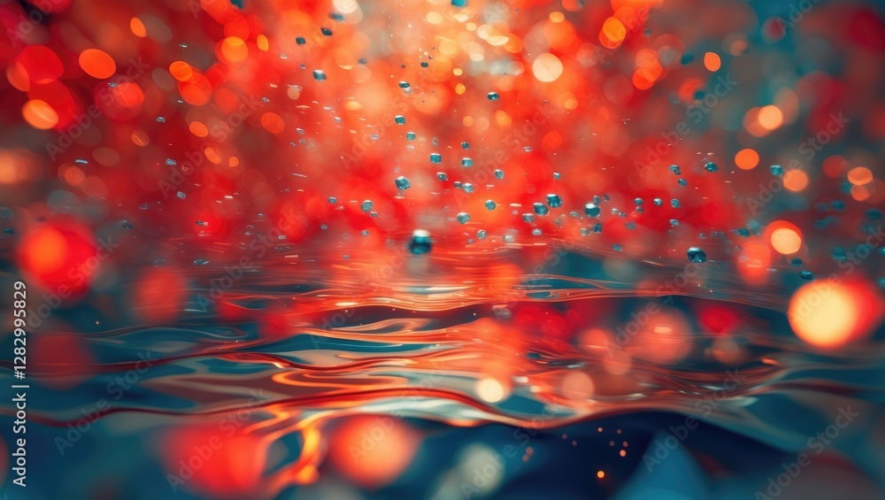 Poster vibrant abstract background with blurred orange and red tones creating a dreamy aquatic effect with 