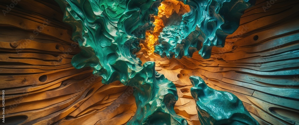 Poster colorful abstract wood texture with flowing shapes and patterns highlighting creativity and natural 