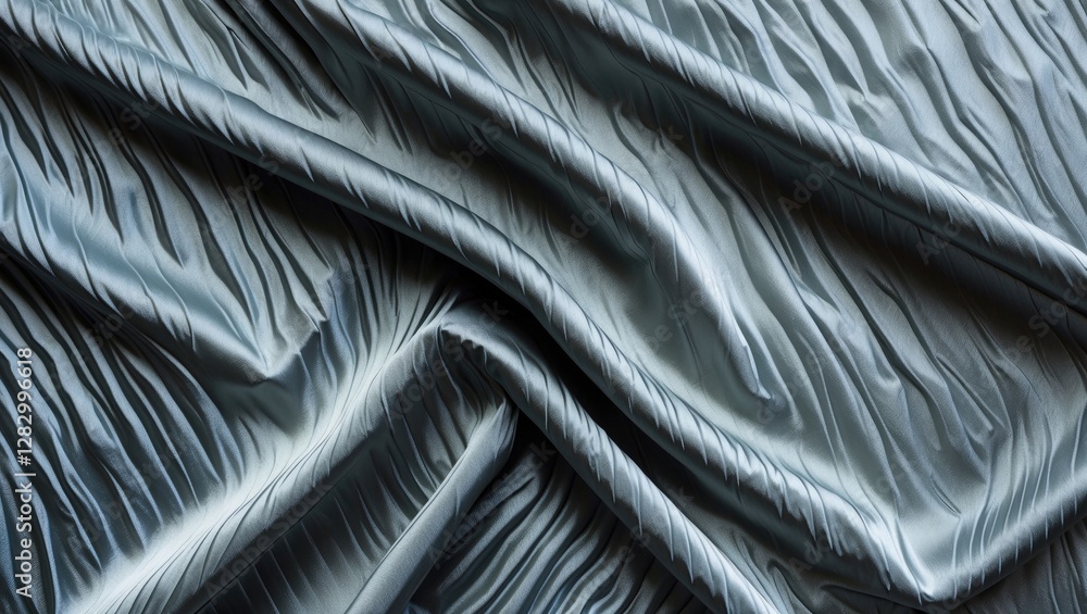 Poster textured blue fabric with pleats and ripples in a wavy pattern under soft lighting arrangement for t