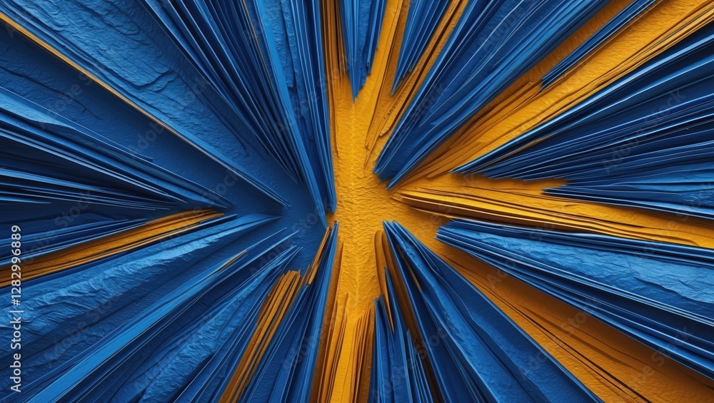 Poster vibrant abstract composition featuring dynamic blue and orange textures creating a sense of depth an