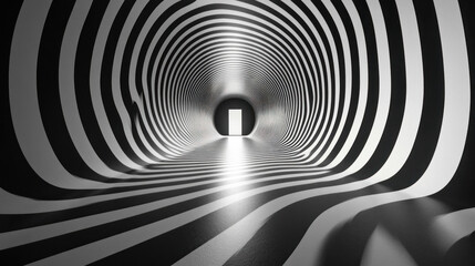 Obraz premium Abstract background of dynamic black and white stripes forming optical illusions