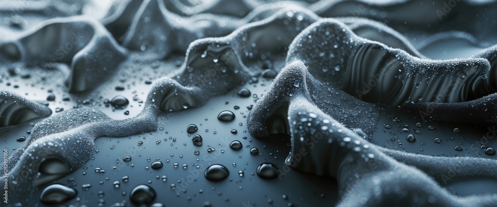 Poster textured abstract background featuring wet glass with water droplets and frost, showcasing a graphit
