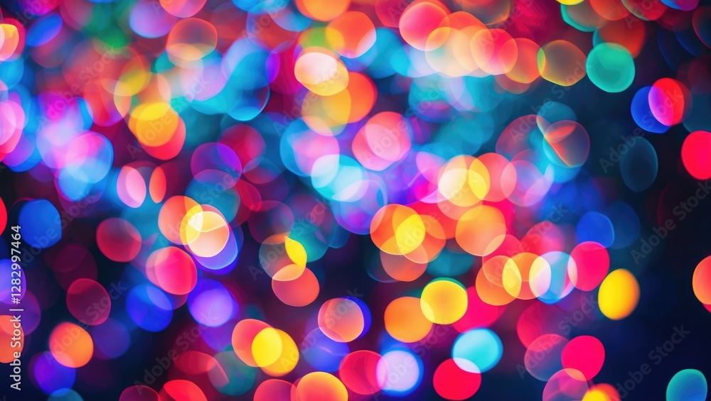 Poster colorful abstract bokeh background featuring vibrant and playful lights ideal for wallpaper and text