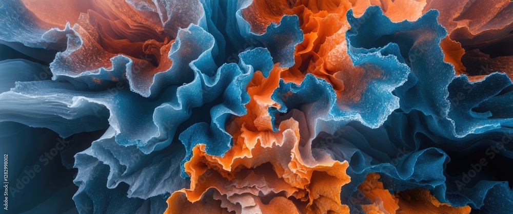 Poster colorful abstract texture with wavy layers in blue and orange for creative design projects or backgr