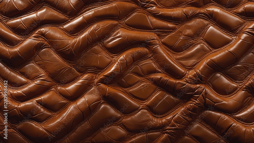 Poster textured brown leather background with a wavy pattern showcasing intricate details and natural creas