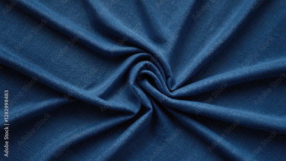 Poster dark blue textured fabric background with intricate folds and drapes showcasing the material's depth