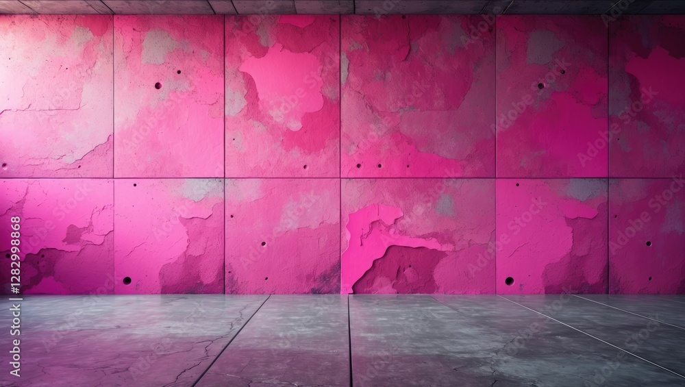 Poster vibrant pink textured concrete wall with abstract patterns creating an artistic background for moder