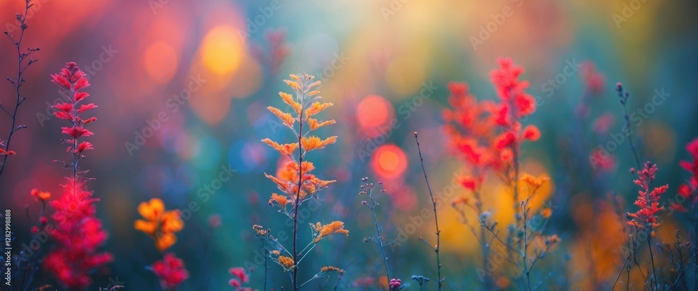 Poster vibrant abstract floral background with soft bokeh lighting showcasing a colorful array of flowers i