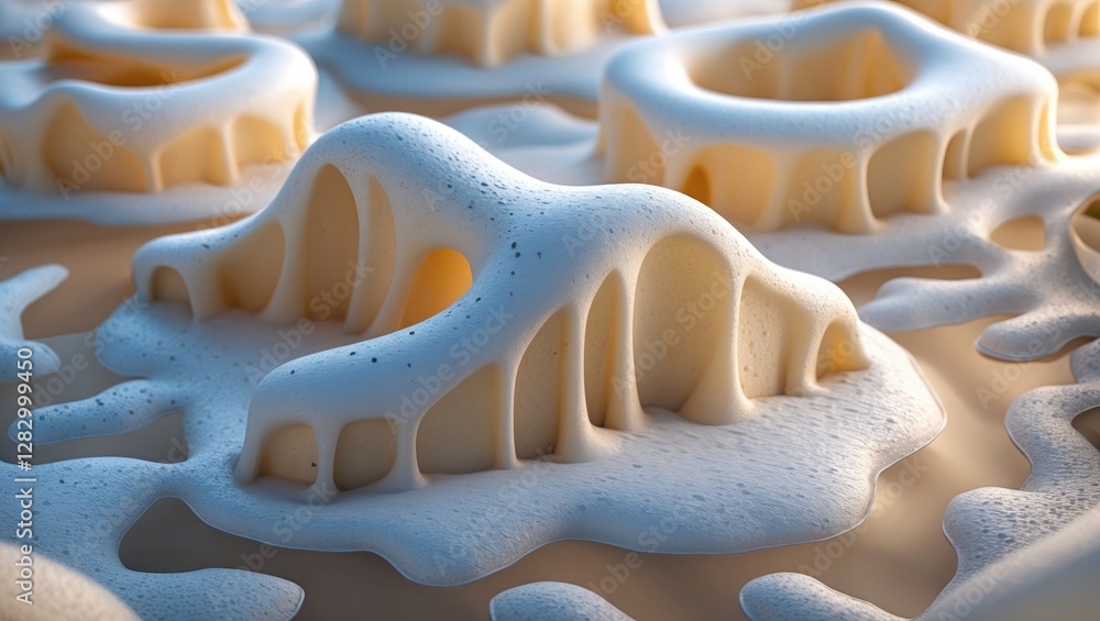 Aufkleber intricate foam textures featuring unique shapes and delicate details in a soft creamy color palette