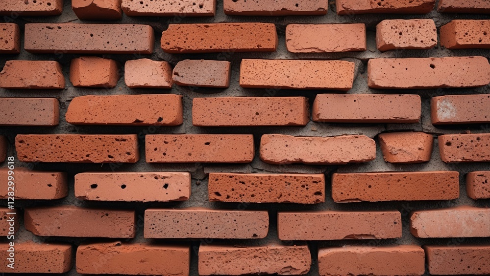 Poster red brick wall texture with variations in size and shape providing a rustic and industrial appearanc