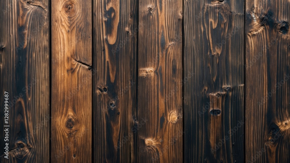 Poster dark wooden background texture with natural grain patterns and knots in a vertical arrangement
