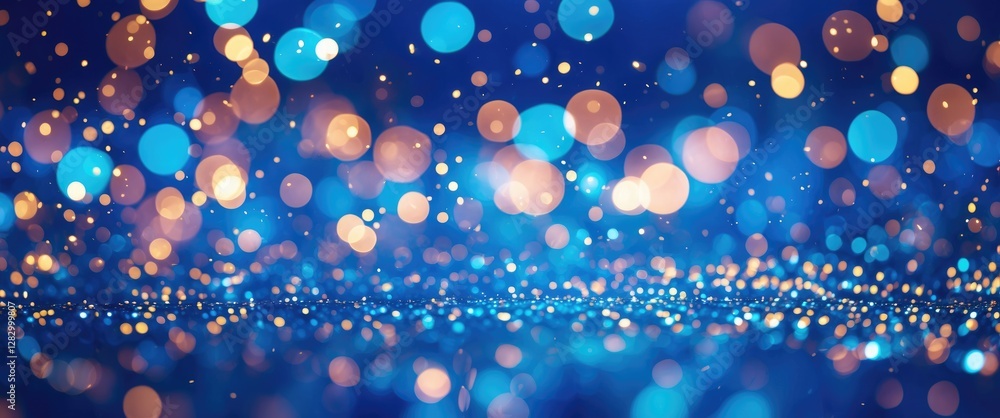 Poster vibrant abstract bokeh lights on a blue background creating a magical atmosphere with defocused circ