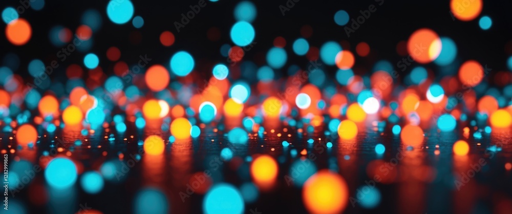 Aufkleber colorful bokeh effect with defocused light spots on dark background for abstract design and creative