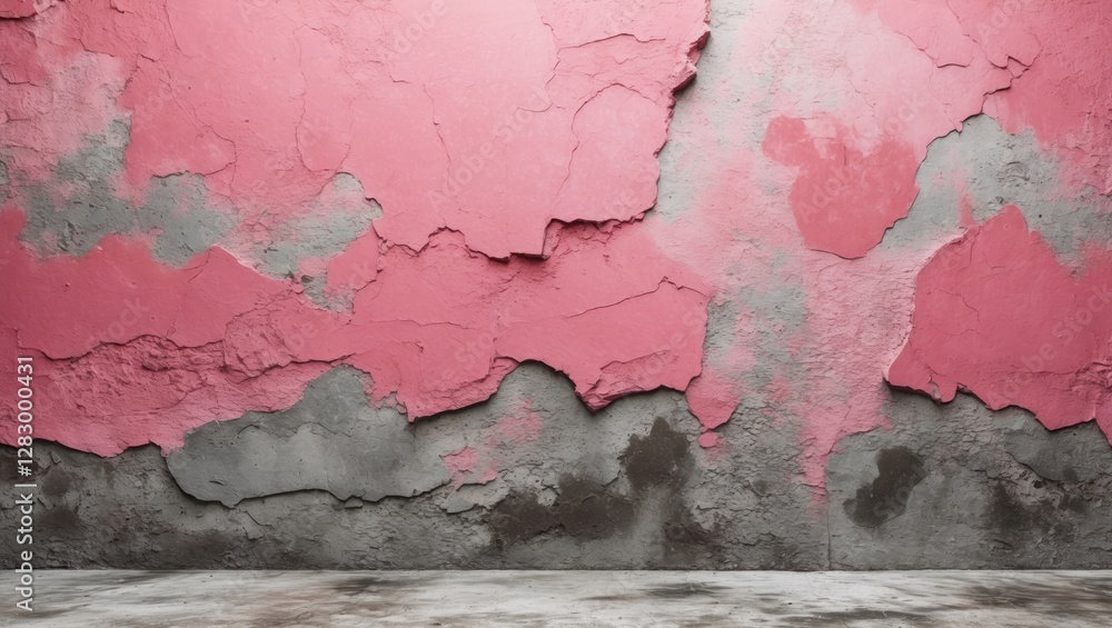 Aufkleber textured pink and grey abstract wall background with peeling paint for use in design and creative pr
