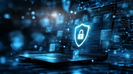 A digital security network with glowing padlocks, Cybersecurity encryption and digital protection, perfect for online privacy and secure data transactions