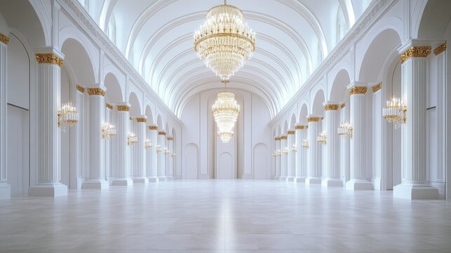A legislative hall with modern chandeliers and spacious layouts. Featuring luxury and functionality