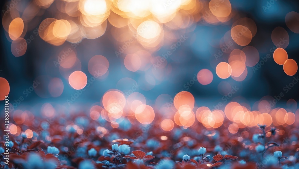 Poster serene abstract blurred bokeh background with warm and cool tones creating a dreamy atmosphere for a