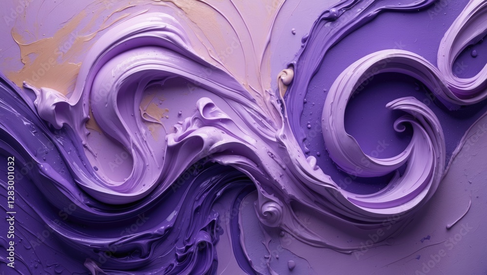 Poster vibrant abstract texture featuring rich violet paint swirls on a smooth canvas creating a visually c