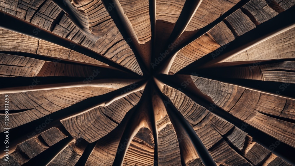 Poster abstract macro photography of wood plank textures showcasing converging lines and intricate details 