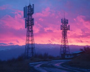 Sunset Wireless Towers Mountain Road