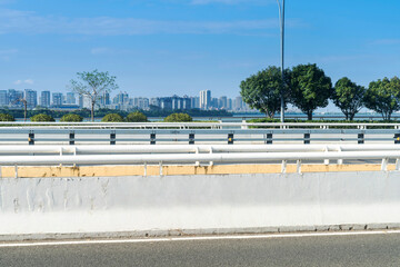 Empty urban road and buildings in the city