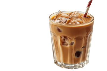 Cold beverage served with a striped straw