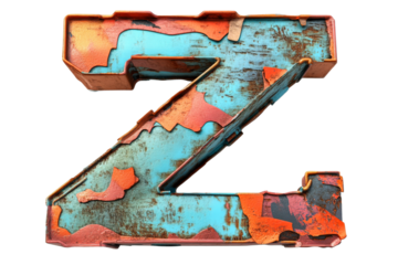 Creative and colorful letter Z made of metal
