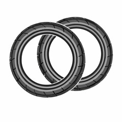 Two Car wheels on white background isolated vector  illustration