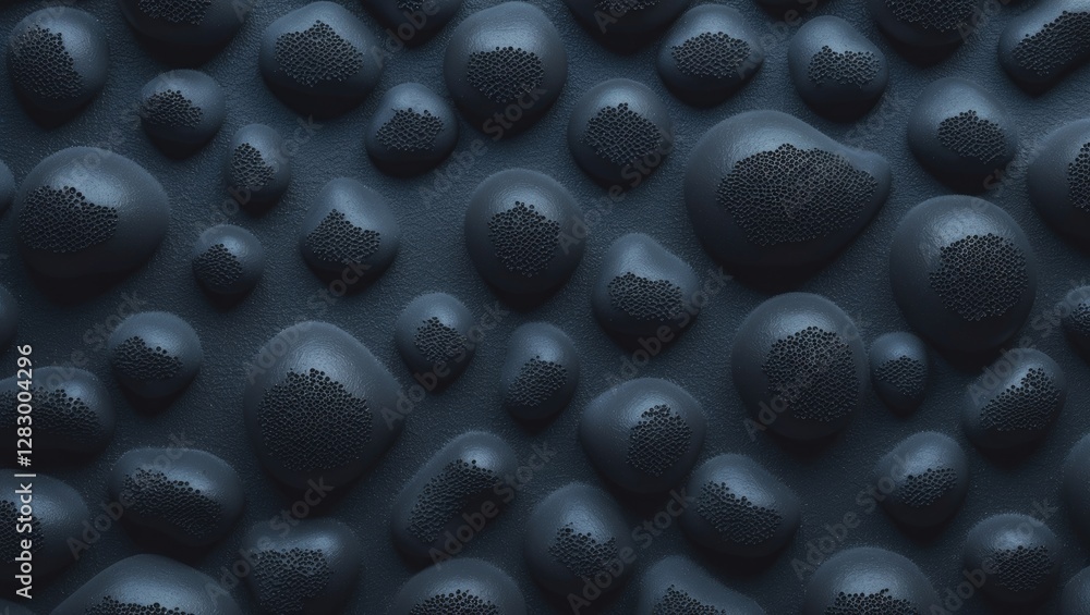 Poster black textured foam surface background featuring rounded shapes with a unique rubber-like design ide